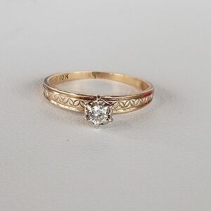 10k Solid Gold Diamond Ring Size 4.75 Engagement or Pinky Ring 1.24 Grams READ
